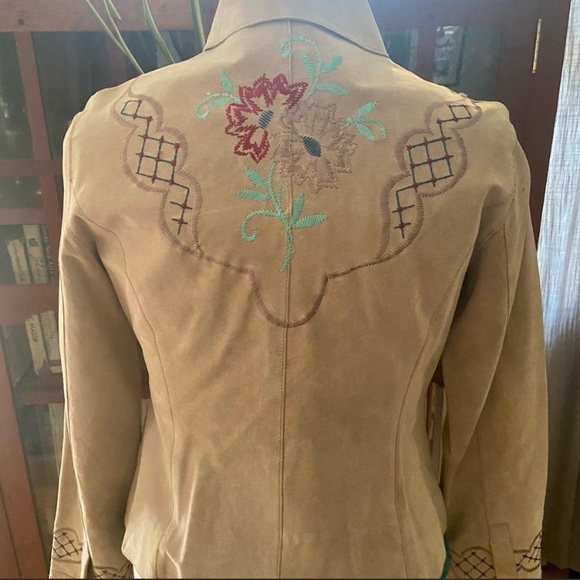 Embroidered Leather/Suede Jacket - Picture 3 of 12